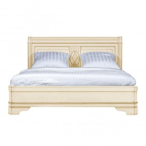 Кровать 160x200 Палермо Ваниль/Патина Золото со структрой дерева