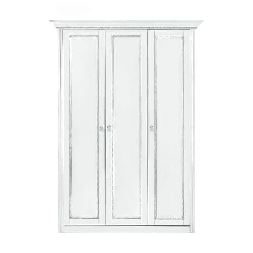 Шкаф 3 дверный Палермо Белый/Патина Серебро со структурой дерева